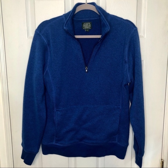 𝅺j Crew Cozy 3/4 Zip Blue Fleece Pullover Sweater Small - Picture 1 of 7